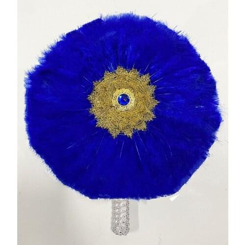 ESEWING 1Pc/bag 2020 New style Double-Side African Wedding Feather Hand Fan and Gold Handle Dance Fans for Party Or Wedding