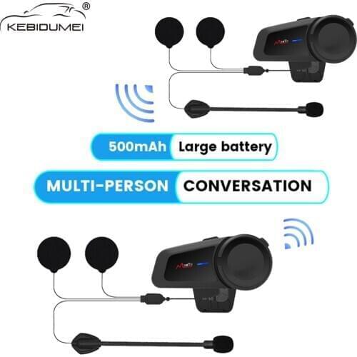Kebidumei M2 Helmet Bluetooth Intercom Motorcycle Helmet Interphone Headset Wireless Bluetooth Moto Headset For 6 Riders Talking