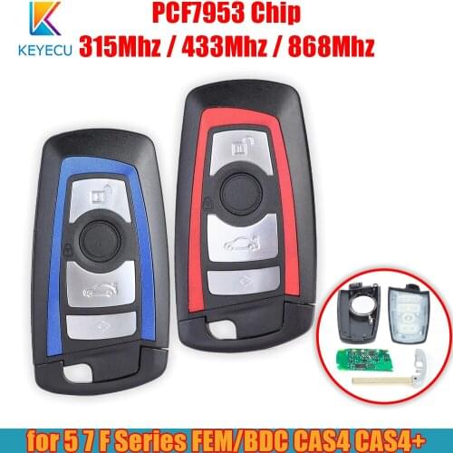 KEYECU Blue 4 Button 315 / 434 / 868MHz PCF7953P/49 Chip Replacement Remote Key Fob for BMW F Chassis FEM / BDC CAS4 CAS4