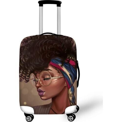 KOKOCAT Covers for Suitcases Black Art African Girls Print Travel Accessories Women Luggage Cases for 18-30 Inch Protective