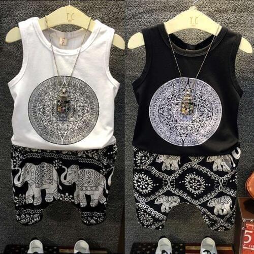 Retail Boys Summer Vest Shorts Two Piece Set boys clothing childrens set