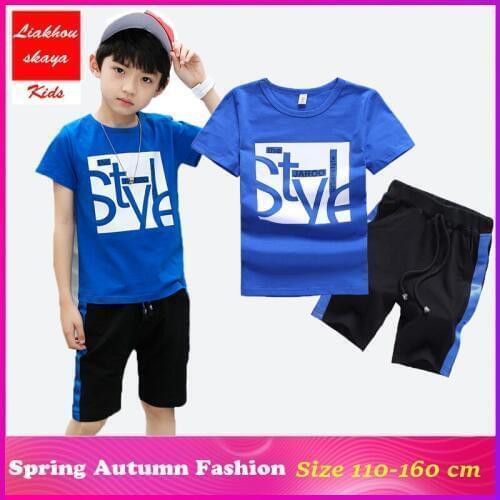 Summer Boys Clothes For Teenagers Set 2019 Children Clothing Short Sleeve O-neck Childrens Clothing Set 2 Pcs T-Shirt + Pants