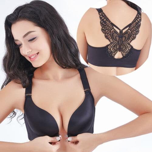Logirlve New Product Front Buckle Plus Size Bra DEF Big Cup Seamless Gather Adjustable Butterfly Beauty Backlit Sexy Underwear