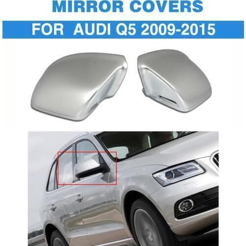 Matt Chrome Replacement Side Mirror Covers Fit For Audi Q5 2009-2015 with Side Assist Rearview Mirror Caps