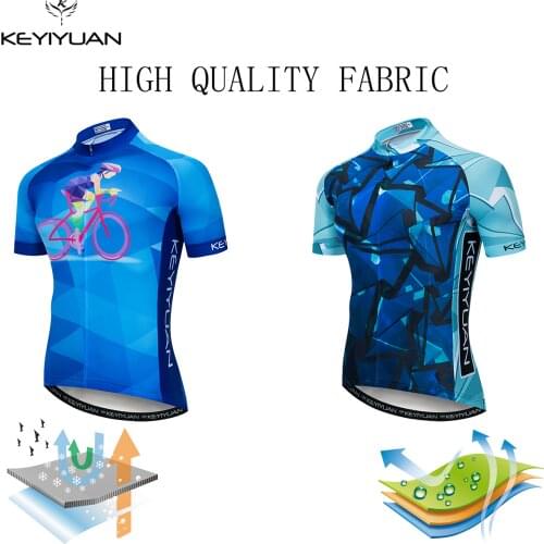 KEYIYUAN Cycling Jersey Men Fit Body Short Sleeve MTB Cyclist Racing Sport Wear Summer Bicycle Shirt Breathable Sudaderas Hombre
