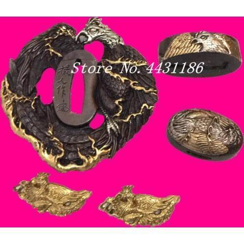 New Syle Eagle Theme Brass Tsuba Guard For Japanese Tsuba Samurai Katana Guard Wakizashi Metal Crafts Sword DIY Accessory