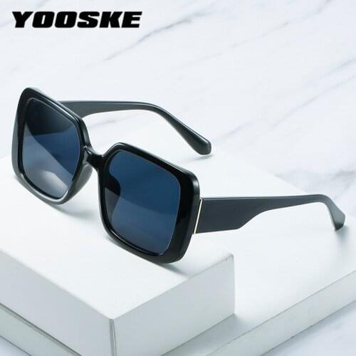 YOOSKE Oversized Square Women Sunglasses Classic Brand Designer Outdoors Shades for Ladies Gradient Goggles Black Green Eyewear