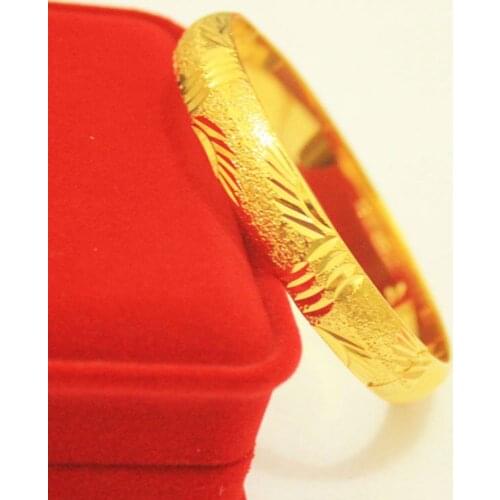 Solid Matte Jewelry Yellow Gold Filled Exquisite Wedding Bridal Bracelet Openable Bangle