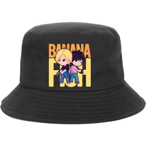 Anime Banana Fish Bucket Hat women men Sunscreen Outdoor Summer Hip Hop Beach Sun Caps Streetwear Chapeau Caps Fisherman Caps