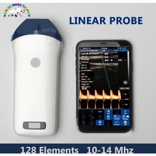 Portable Wireless Probe Scanner 128 Elements 10-14Mhz Color Doppler Linear Probe Wireless Sensor Transducer