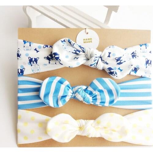 3pcs/lot Sripe Baby Bow Flower Headbands For Girls Toddler Headwraps Cute Elastic Baby Girls Knot Turban Headband Acessories