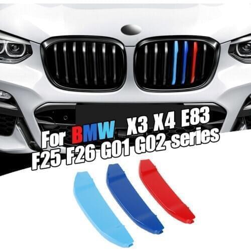 Dropship 3pcs Car 3D M Styling Front Grille Trim Bumper Cover Strip Strips Stickers Cover for BMW X3 Series G01 2018-2020