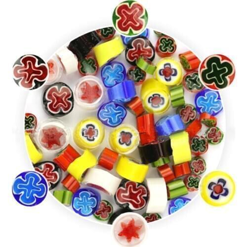 Rainbow Mix Handmade Millefiori 90 COE Fusible Glass Beads Mosaic Decor DIY 28g