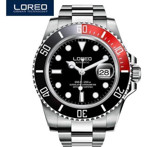 Relogio Masculino LOREO Diving Mens Watches Top Brand Luxury Full Steel Automatic Mechanical Watch Waterproof 200m Sport Watch