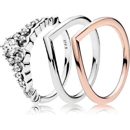 Silver Color Ring Charms Diy Rose Gold Radiant Love Crystal Simple Design Fashion Wedding Rings For Women Jewelry