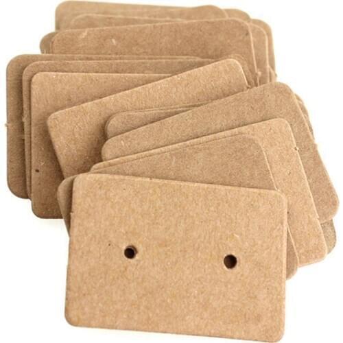 100Pcs Blank Kraft Paper Ear Studs Card Hang Tag Jewelry Display Earring Crads Favor Marking Garment Prices Label Tags 2.5x3.5cm