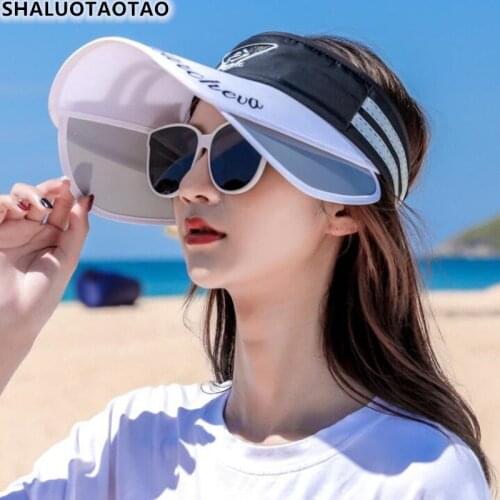 SHALUOTAOTAO New Female Cycling Sun Protection Anti-UVShading Empty Top Big Brim Summer Beach Hat Adjustable Size Trend Sunhat
