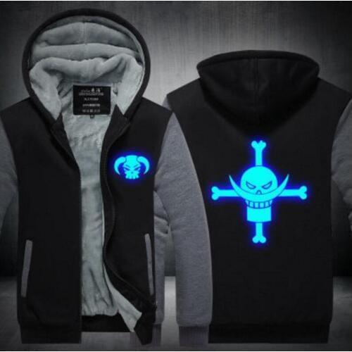 One Piece Straw Luminous White beard hat Monkey D. Luffy law ace winter fleece jacket coat hoodie
