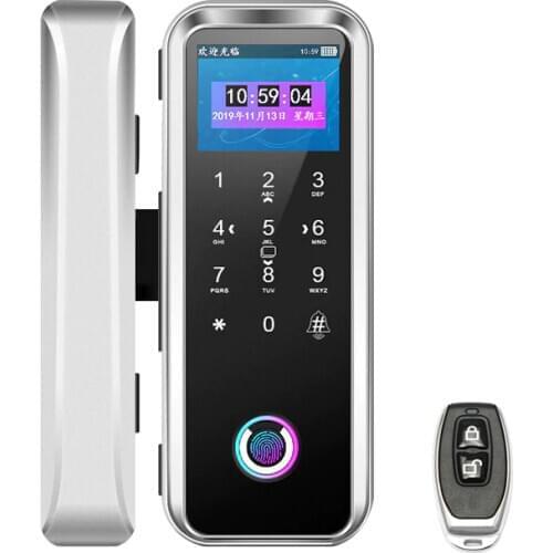 Smart Fingerprint lock with IC card password for home office frame or frameless glass wooden sliding door