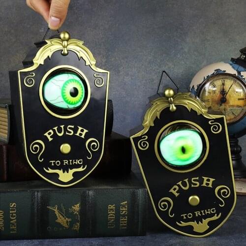 Unique Eyeball Bell Halloween One Eyed Doorbell Decoration Horror Props Glowing Hanging Piece Whole Door Hanging Plastic Decor