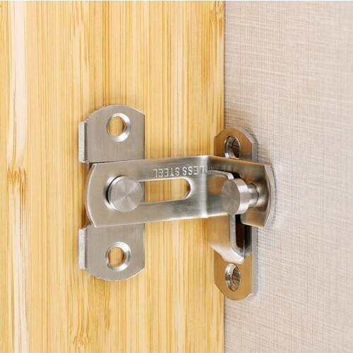 1PCS Stainless Steel hasp lock 90 Degree bolt Latches Sliding Door Window Cabinet hook lock Security hardware accessories