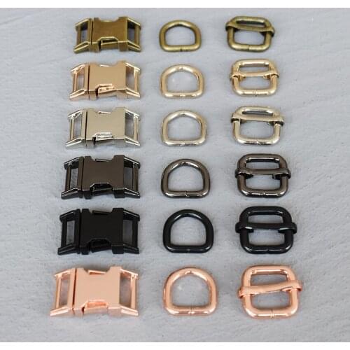 10 Sets 15/20/25/30mm Webbing Metal Hardware Strap Slider D Ring Release Belt Buckle For Dog Collar Paracord Sewing Accessory 4s