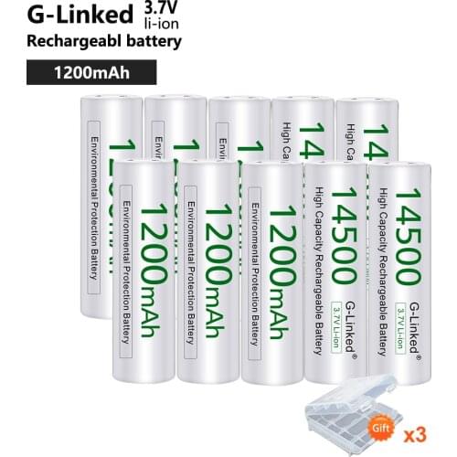 10PCS 14500 Battery 3.7V 1200mAh 14500 Rechargeable Li-ion Battery for LED Flashlight Battery Accumulator Battery