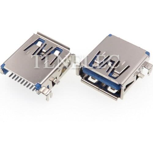 10pcs 9 Pins Type A USB 180 Degree Shraight Insert Famale Jack Connector SMT Curling Edge USB Socket Port Interface