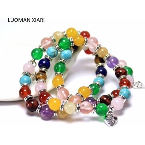 10 PCS Wholesale 11 Multi Type Design AAA+ Quality Natural Mix Color Stone Beads Bracelets Jewelry Stretch Chakra Energy Gift