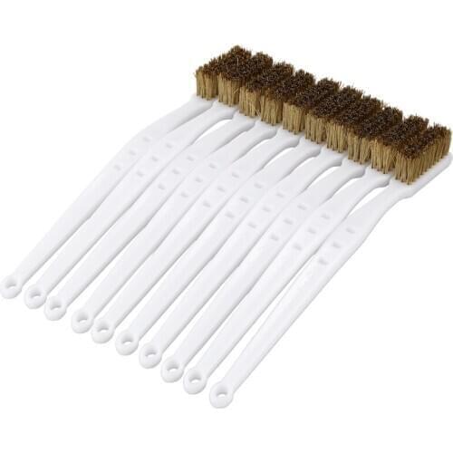 10 Pcs 6.9 "Length Plastic White Handle Bristle Brush br metal