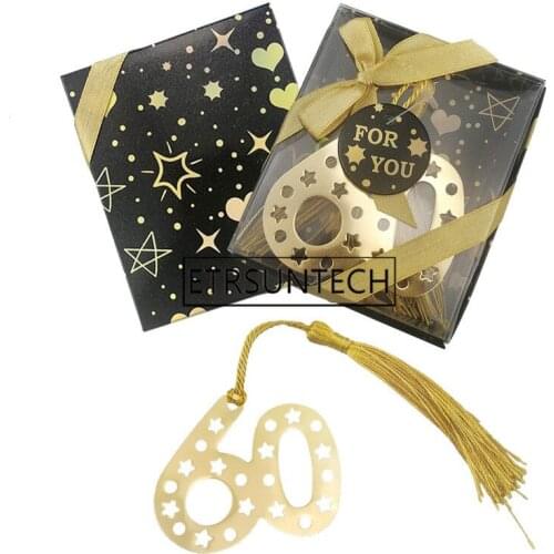 100pcs Exquisite 50 60 Bookmarks Wedding Anniversary Souvenirs For Guest Gifts Marriage Wedding Favors
