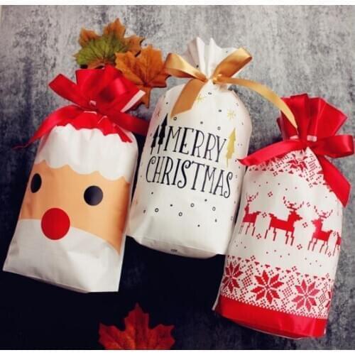 100pcs New Year Red Fortune Cat Biscuit Drawstring Gift Bags Milk Nougat Packaging Pouch Christmas gift