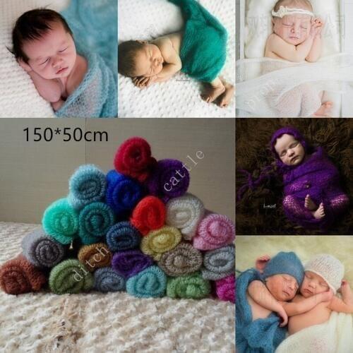 150*50 cm) mohair soft wrap, newborn photography props, newborn basket filler, photographic background blanket