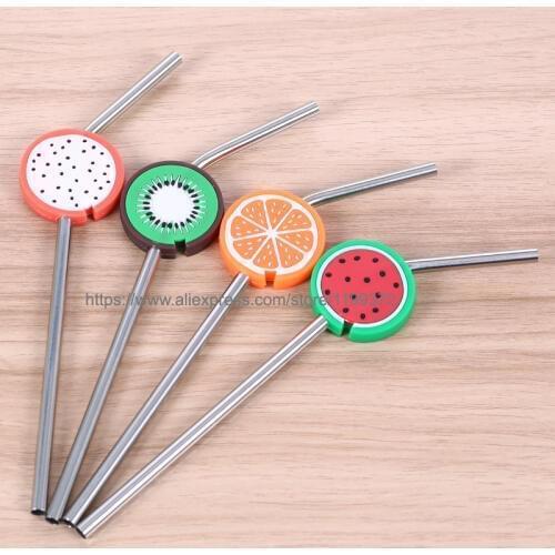 200pcs Stainless Steel Fruit Straw Straws Straight Drinking Fruit Metal Cleaning Party Free DHL FEDEX Shipping