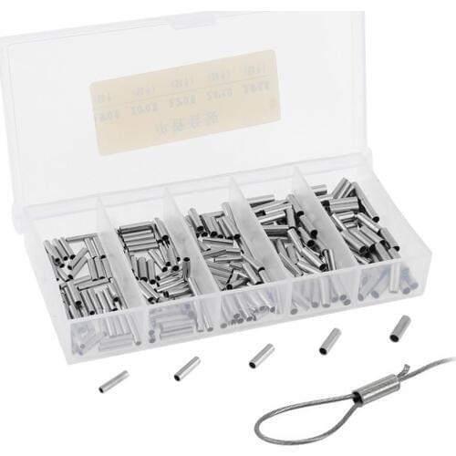 250pcs/lot Single Barrel Crimping Sleeve Fishing Line Wire Leader Copper Tube Connector Fishing Accessories Line Tube