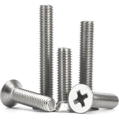 50Pcs 1.6mm 2mm 2.5mm 3mm 304 stainless steel cross flat head screw countersunk head screw M1.6M2M2.5M3*4/6/8/10-25