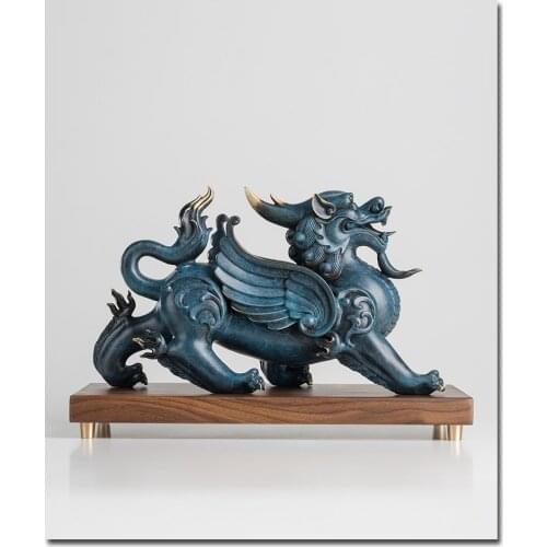 Large 2021 Global Limited Edition thriving business Good luck MALE Dragon PI XIU color brass Sculpture home office art Ornament