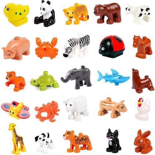 Big Building Blocks Cute Ocean Zoo Farm Animal DIY Accessory Educational Toys For Children Compatible With Duplos Bricks