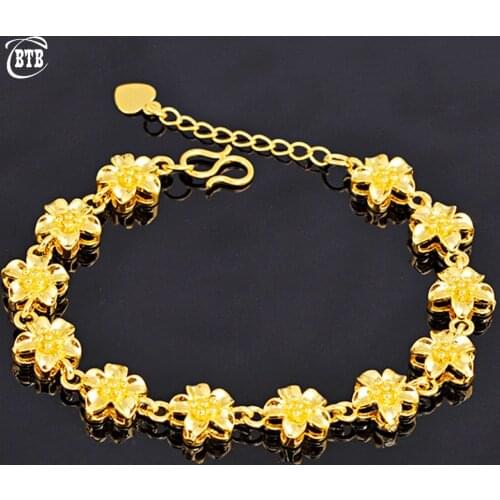 18K Gold Flower Bracelet Muslim Exquisite Luxury Gold Jewelry Wedding Engagement High-end Jewelry Gift Bracelets for Women