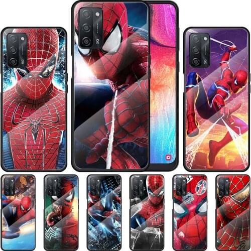 Spiderman Marvel for OPPO Realme 7i 7 6 5 Pro C3 XT A9 2020 A52 Find X2Lite Luxury Tempered Glass Phone Case Cover