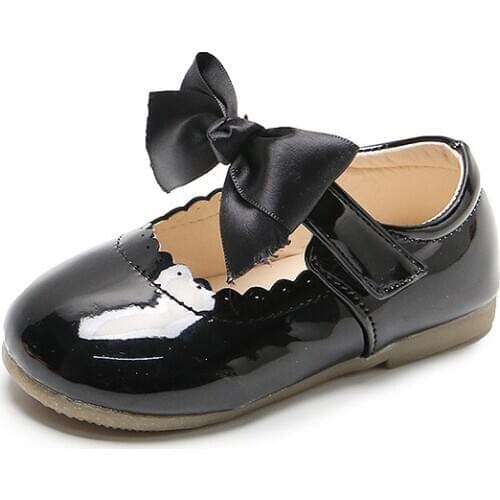 Children Kids Girls Bowknot Princess Dance Footwear Zapatos Niña Student Performance Leather Flats Casual Toddler Baby Shoes