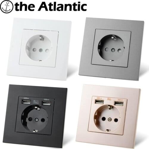 16A Power Socket DE EU Socket With USB For Home Electrical Outlet Black White Gold Gray Grey Silver Plastic Spain Russia Ukraine