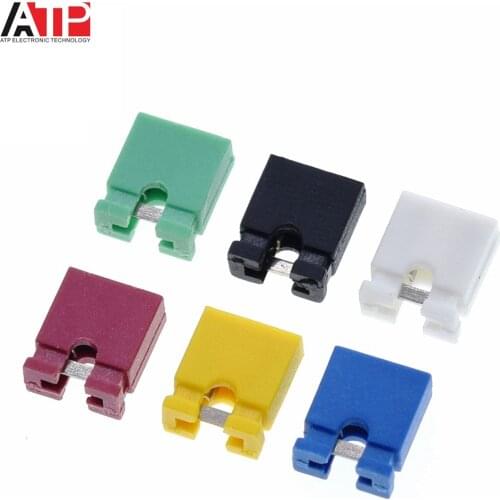 GREAT IT 100PCS Pitch jumper shorted cap & Headers & Wire Housings 2.54MM SHUNT Black yellow white green red blue