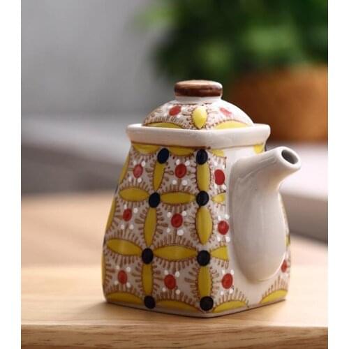 Nordic household kitchen finishing hand painted ceramic vinegar pot oil pot soy sauce pot creative liquid ceramic seasoning