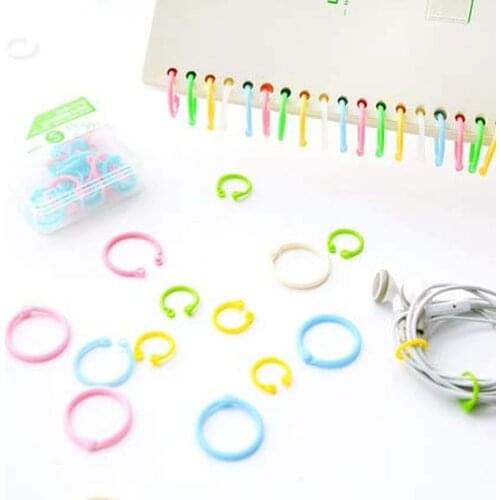 XRHYY 30PCS 15MM Plastic Paper Storage Circles Rings Loose-Leaf Binding Ring For DIY Crafts Notebook Album Stationery Accessory