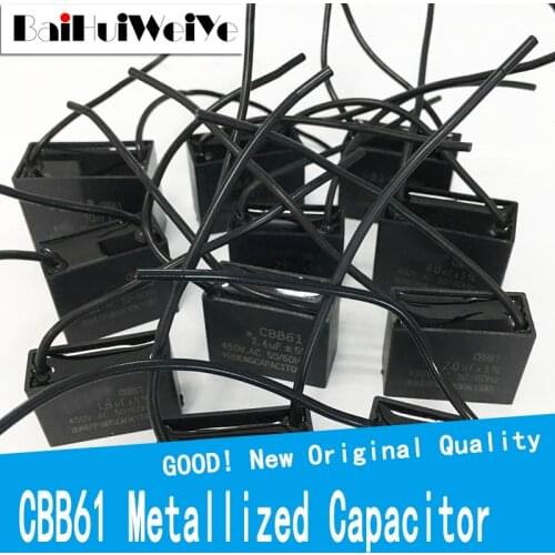 Capacitors 1UF 1.2UF 1.5UF 2UF 3UF 4UF 5UF 8UF 10UF 12UF 18UF 450V AC CBB61 Metallized Capacitor For Motor Start-up Ceiling Fan