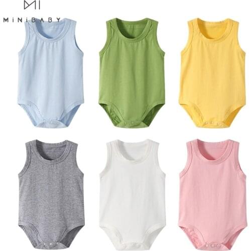 Summer Baby Boys Clothes Sleeveless Bodysuits For Girls 2021 Cotton Twins Baby Jumpsuits 0-24m Newborn Pullover Vest Clothing