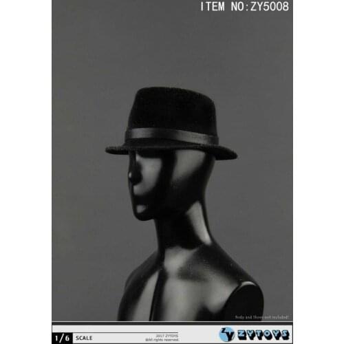 Hot Toys ZYTOYS ZY5008 1: 6 Scales Soldier Hat 1/6 Scales Male Black Fashion Hat Formal Hat Pattern