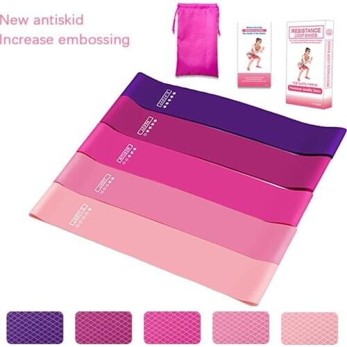 Set Of 5) Purple Powder Gradient Color Latex Anti-slip Squat Butt Fitness Resistance Belt