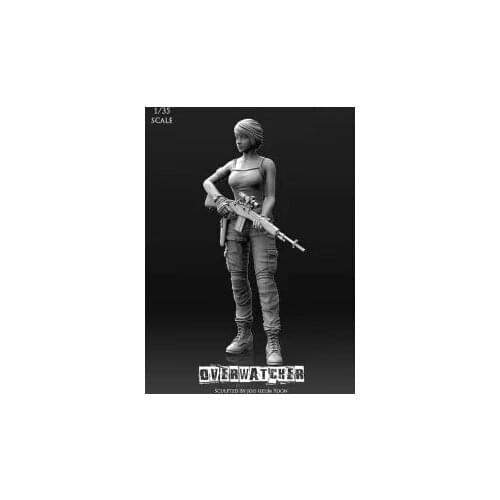 Unpainted Female Soldier Resin Figure 1/35 Scale Model Kit Resin Colorless Self-Assembled Toy No.53